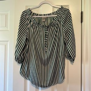 Green and white striped top